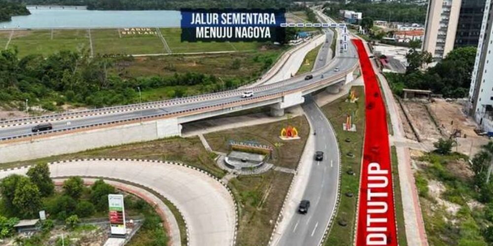 Peta rute alternatif menuju Nagoya memutar via Flyover Sei Ladi dan Laluan Madani.