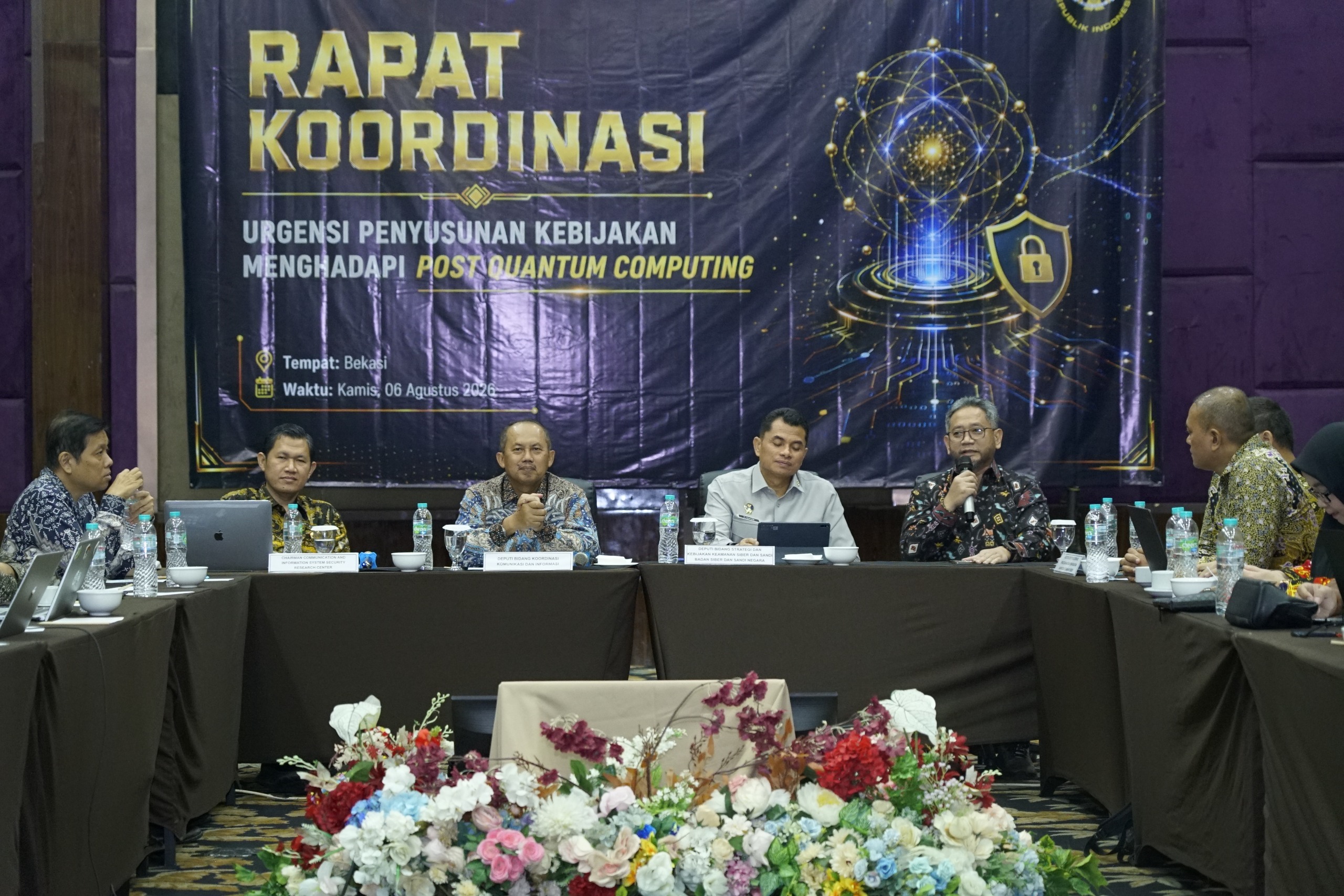 Rapat koordinasi Kemenko Polkam dan BSSN bahas kebijakan Post-Quantum Cryptography untuk keamanan siber Indonesia.
